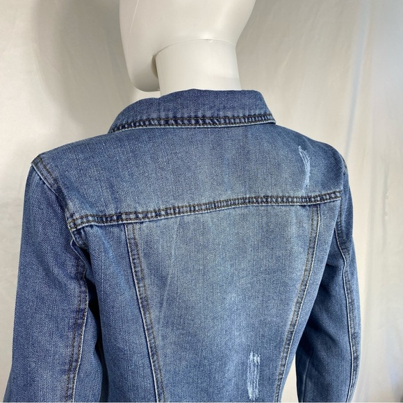 Ci Sono Distressed Denim Blue Jean Jacket - Picture 4 of 6